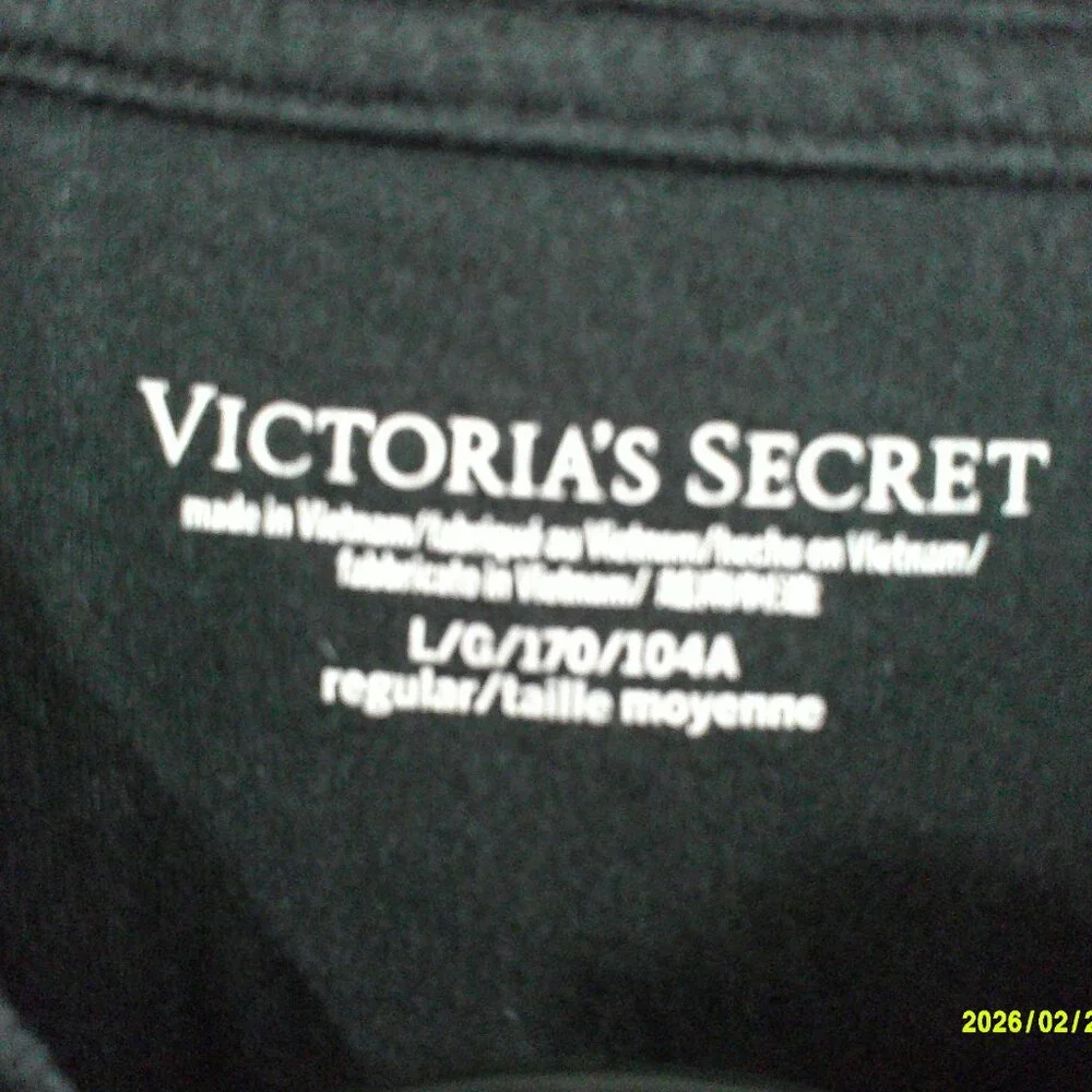 VICTORIA SECRET | Rhinestone Graphic Cotton PJ Set | BLACK | LARGE